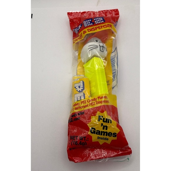 PEZ Other - PEZ Candy Dispenser New Bugs Bunny Looney Tunes Neon Yellow Stem Red Hat